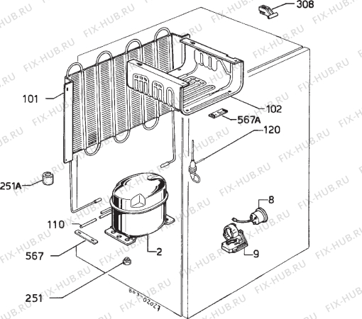 Взрыв-схема холодильника Arthurmartinelux AR1410T - Схема узла Cooling system 017